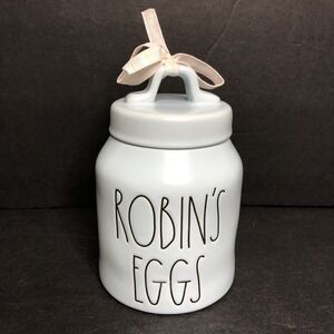 Magenta Rae Dunn Robins Eggs Canister with Lid Baby Blue 7" Spring Easter